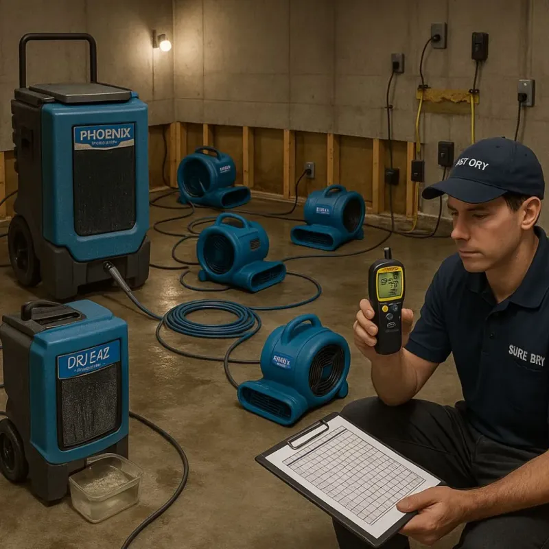 Structural Drying and Dehumidification process in East Quincy, CA